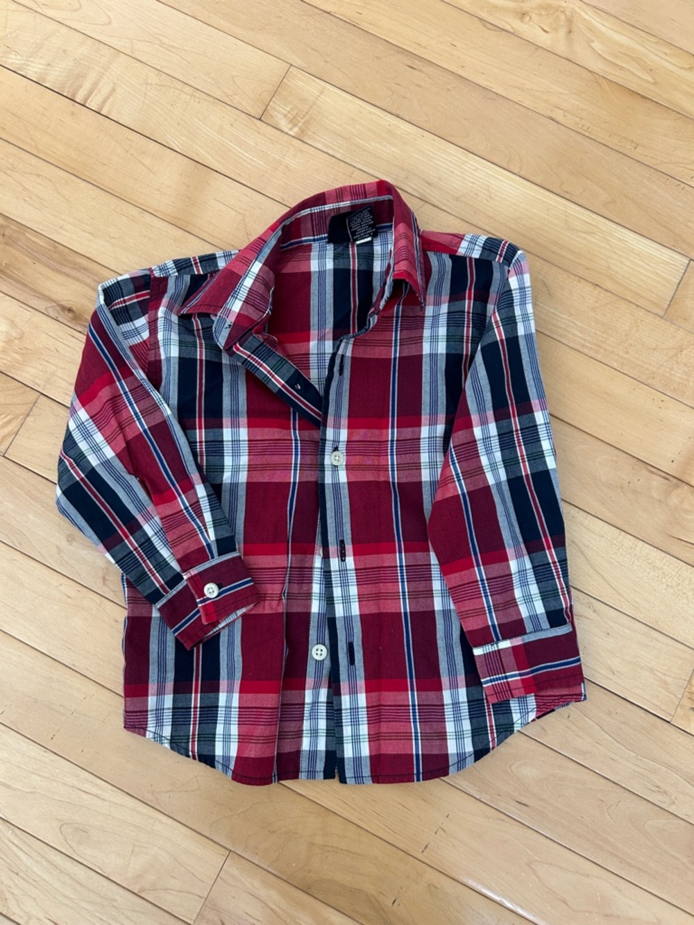 NWOT Nautica Boys Red Navy Plaid Button-Down Shirt